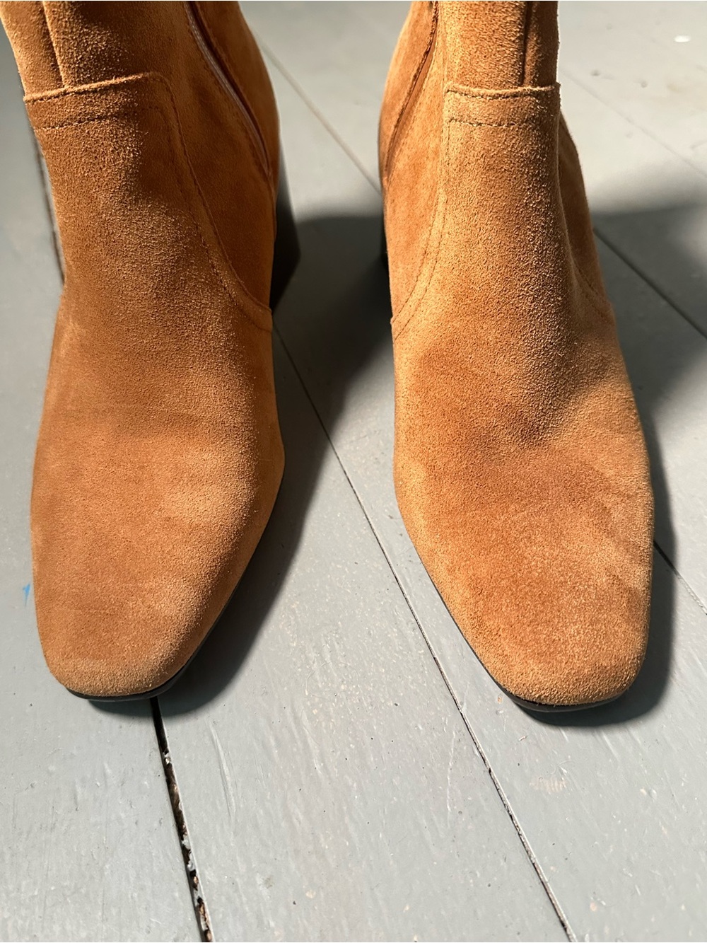 Blondo Tan Suede Ankle Booties with Block Heel Waterproof Leather - Picture 9 of 11